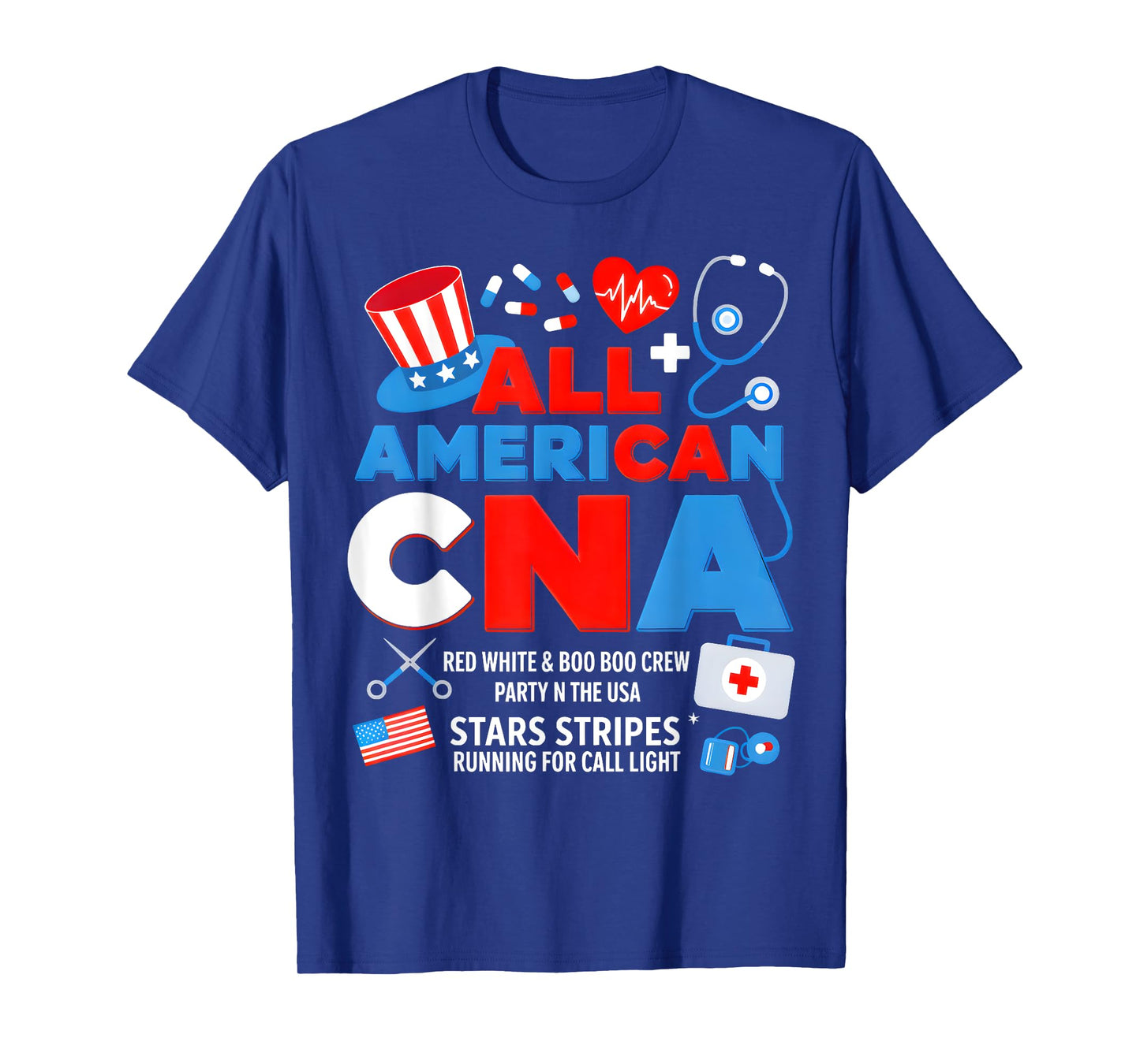All American CNA 4th Of July Scrub Top Patriot Women RN CNA T-Shirt