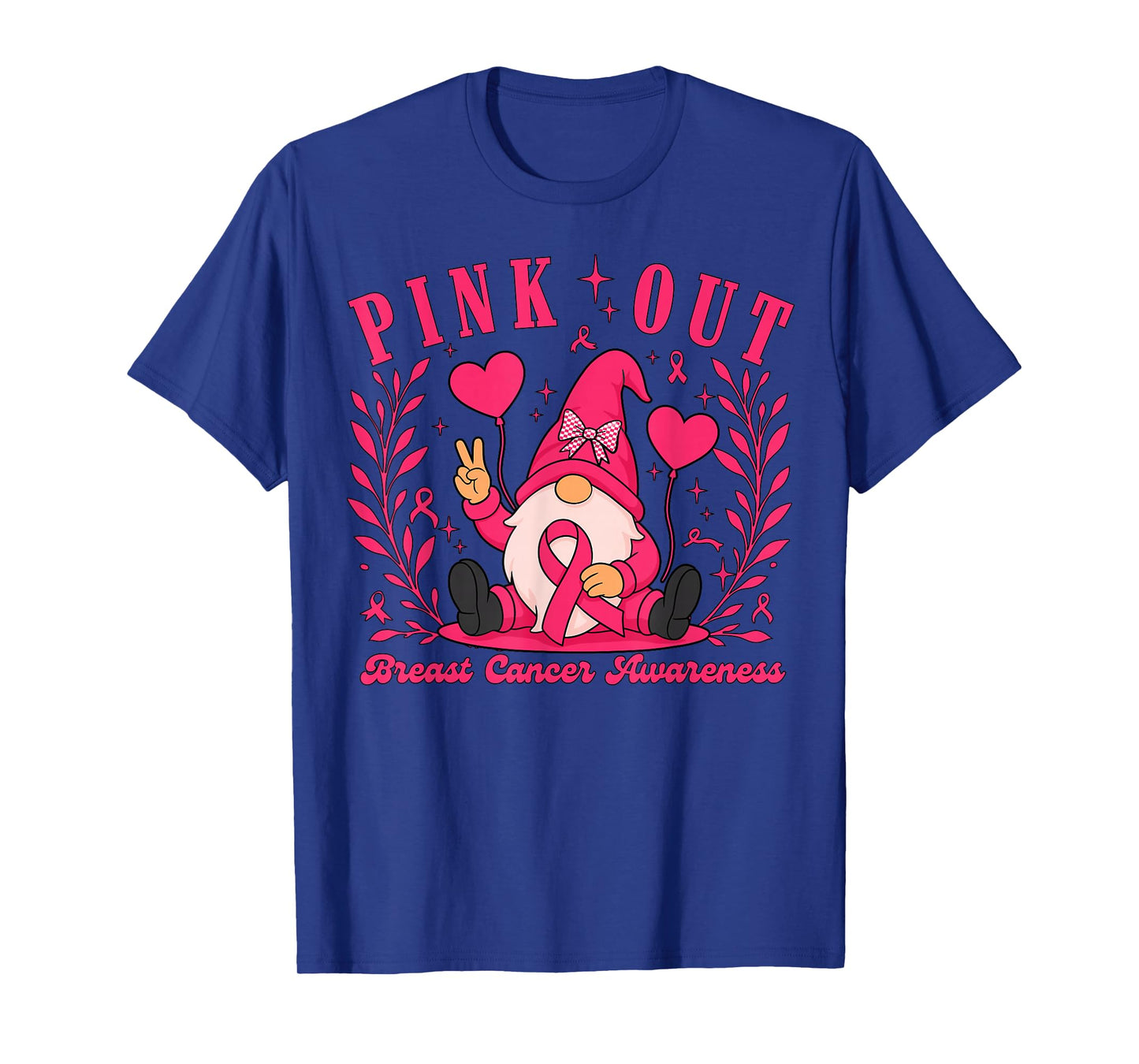 Pink Out Ribbon Gnome Breast Cancer Awareness for Women T-Shirt
