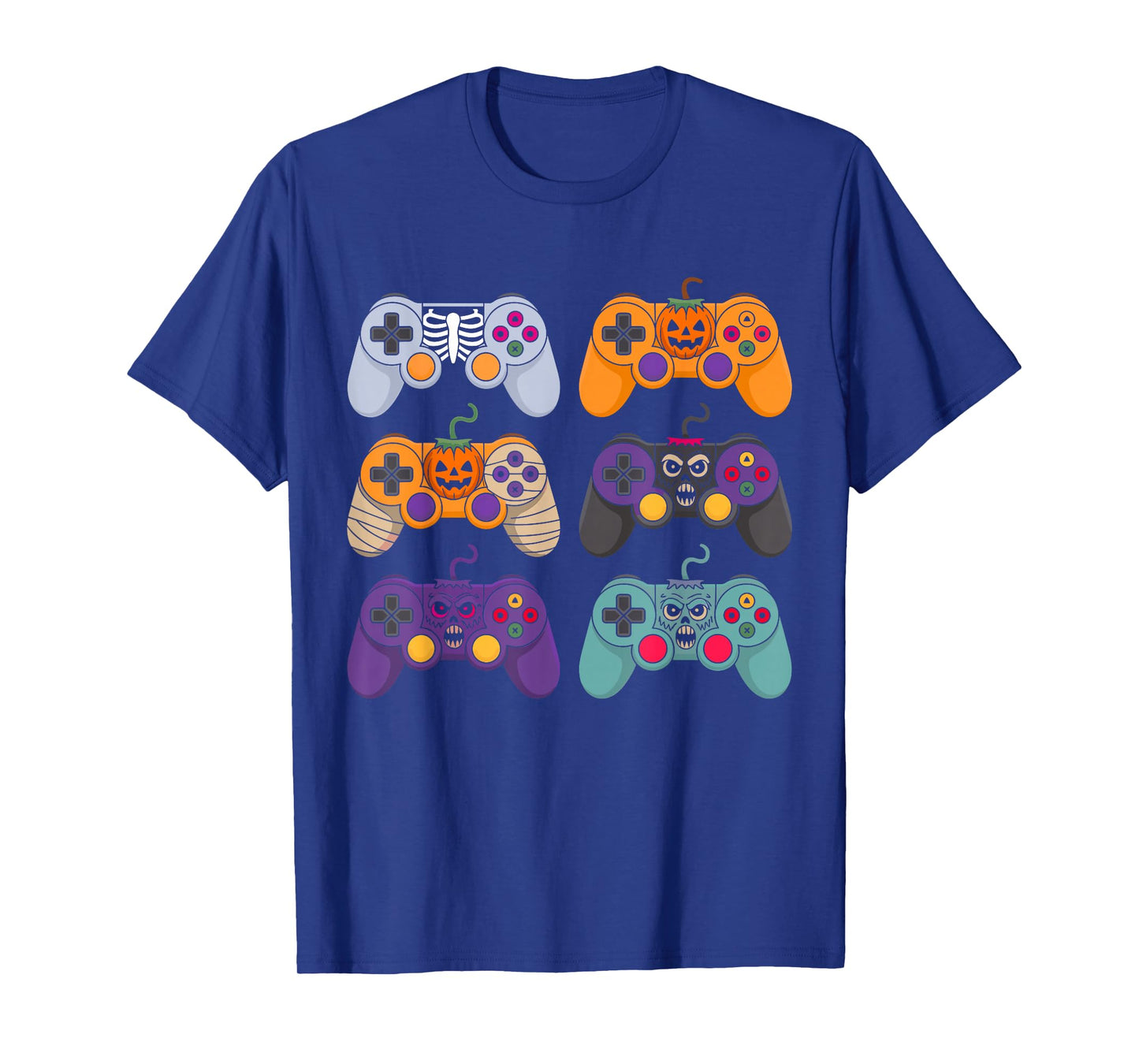 Halloween Skeleton Funny Spooky Gaming Controllers Boys Kids T-Shirt