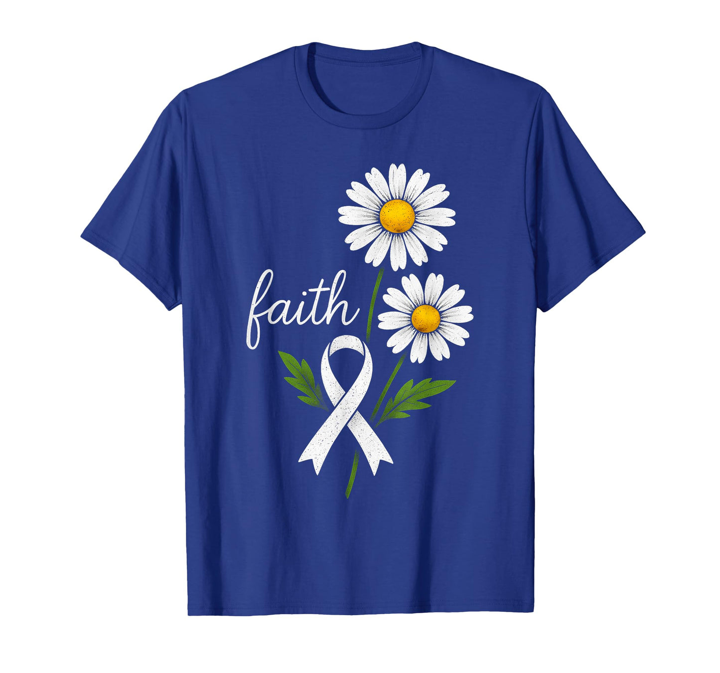Faith Lung Cancer Awareness Flower White Ribbon Support T-Shirt