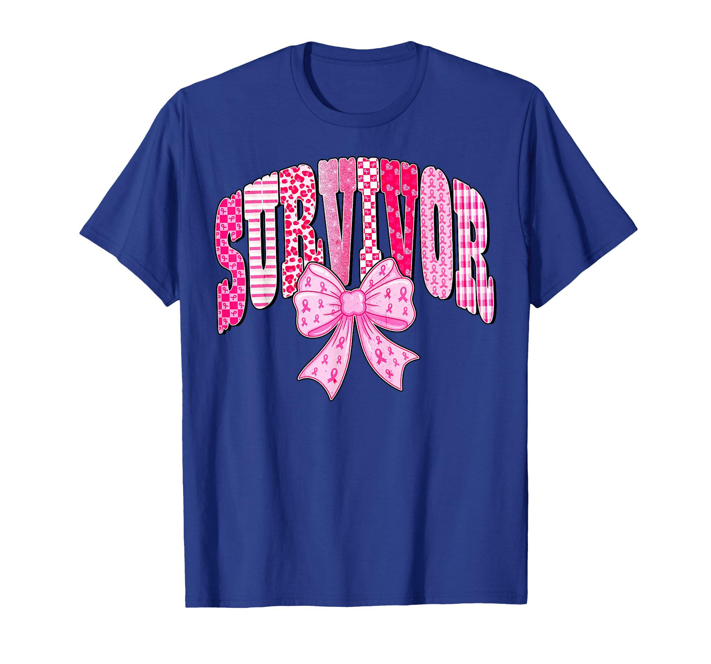 Survivor Pink Ribbon Coquette Bow Breast Cancer Awareness T-Shirt
