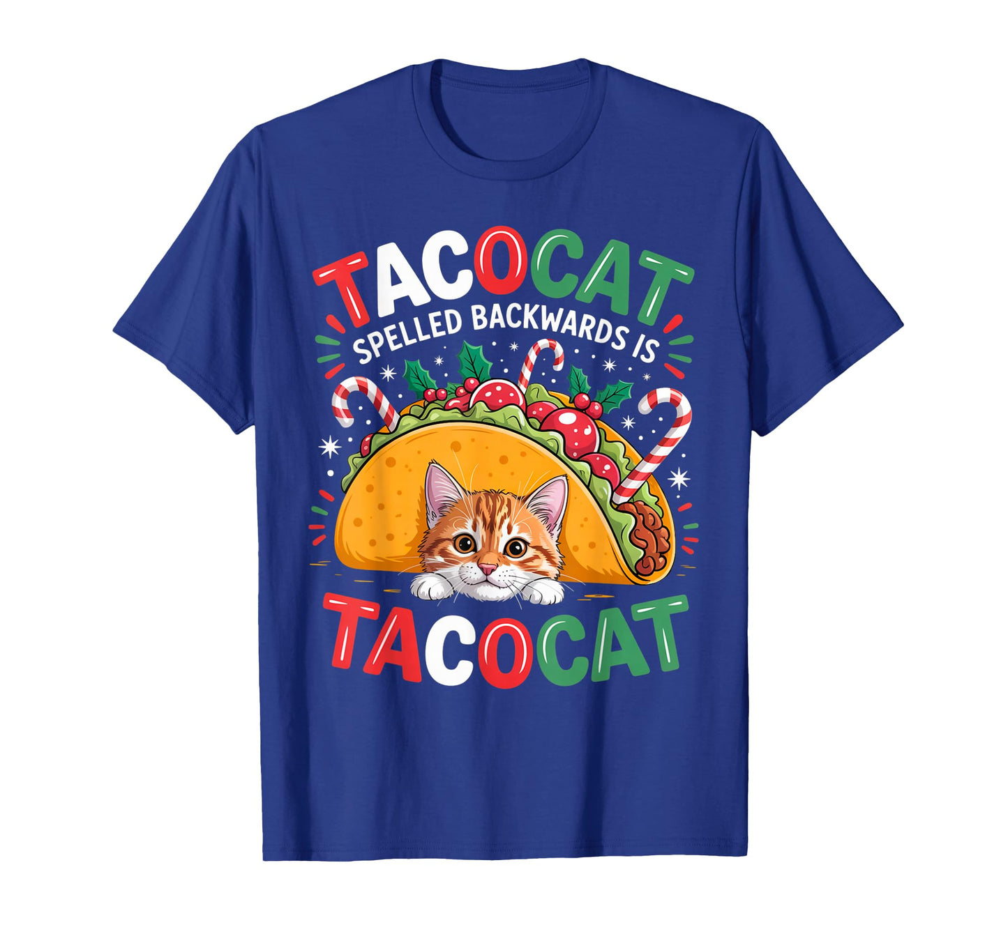 Tacocat Spelled Backwards is Taco cat Funny Cat Xmas Costume T-Shirt