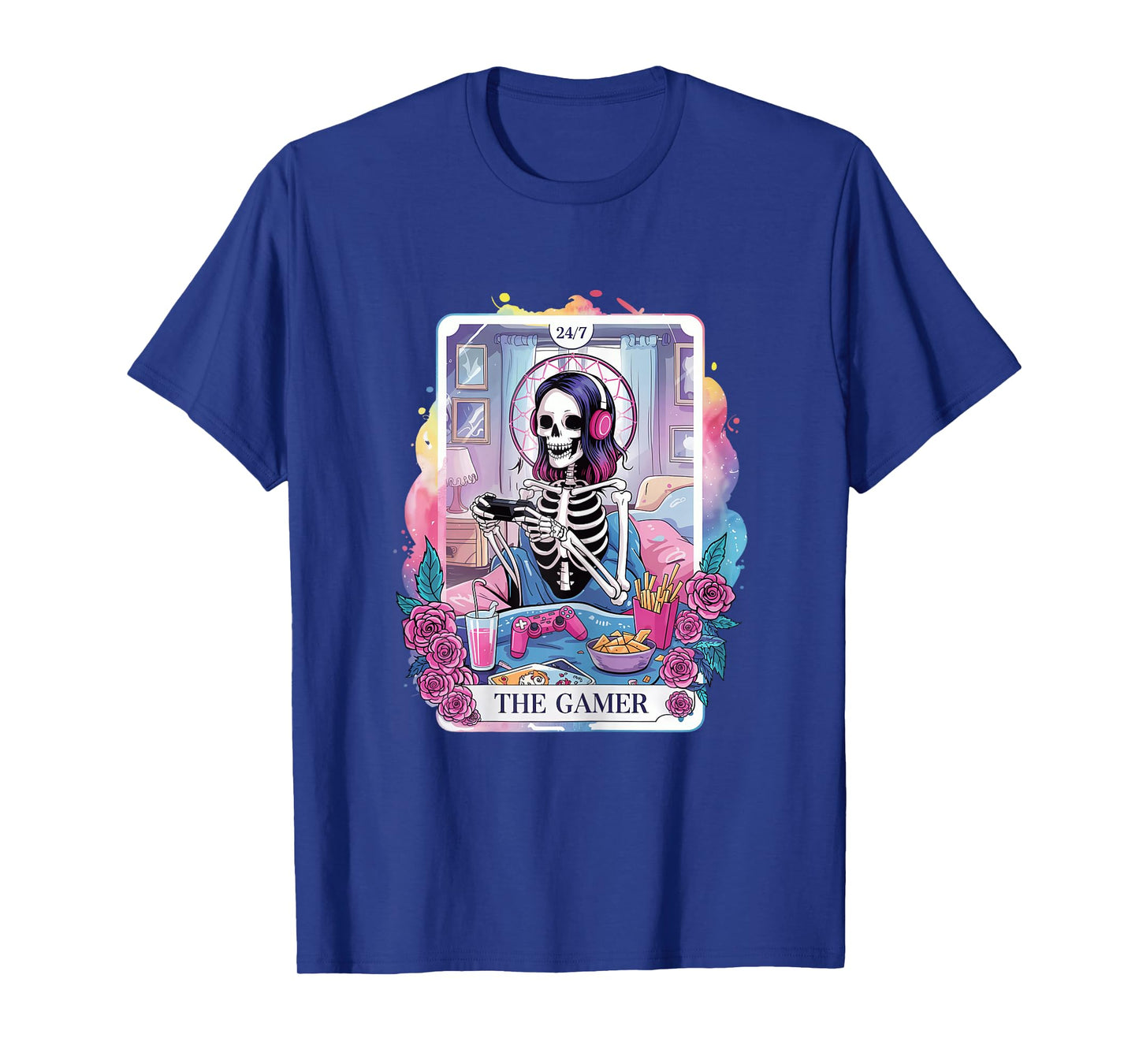 Cool Halloween Skeleton Gamer Video Gaming Girls Women T-Shirt
