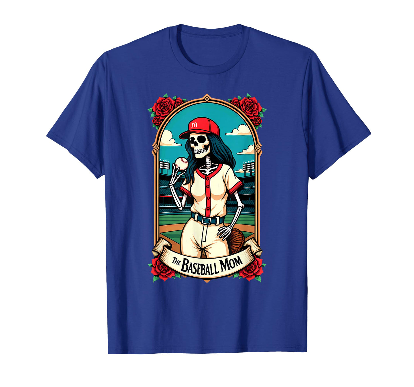 Gothic Tarot Card Baseball Mom Skeleton T-Shirt