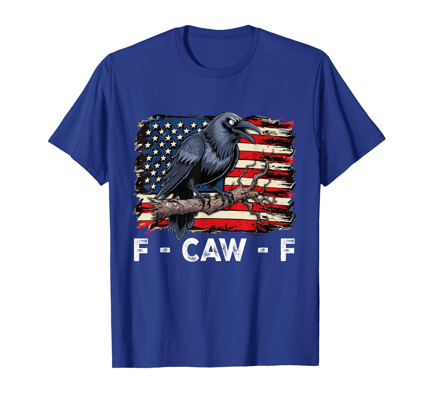 F-Caw-F Black Crow Black Bird Retro USA Flag Vintage F-Caw-F T-Shirt