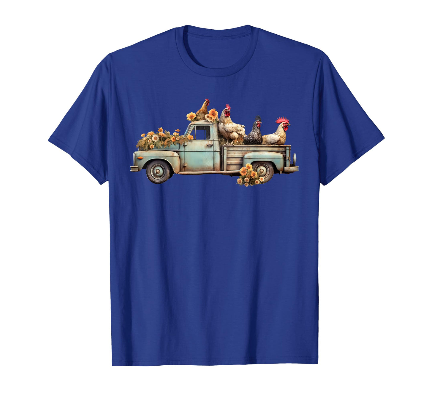 Vintage Chicken Truck Floral Farm Animals Farmer Farming T-Shirt