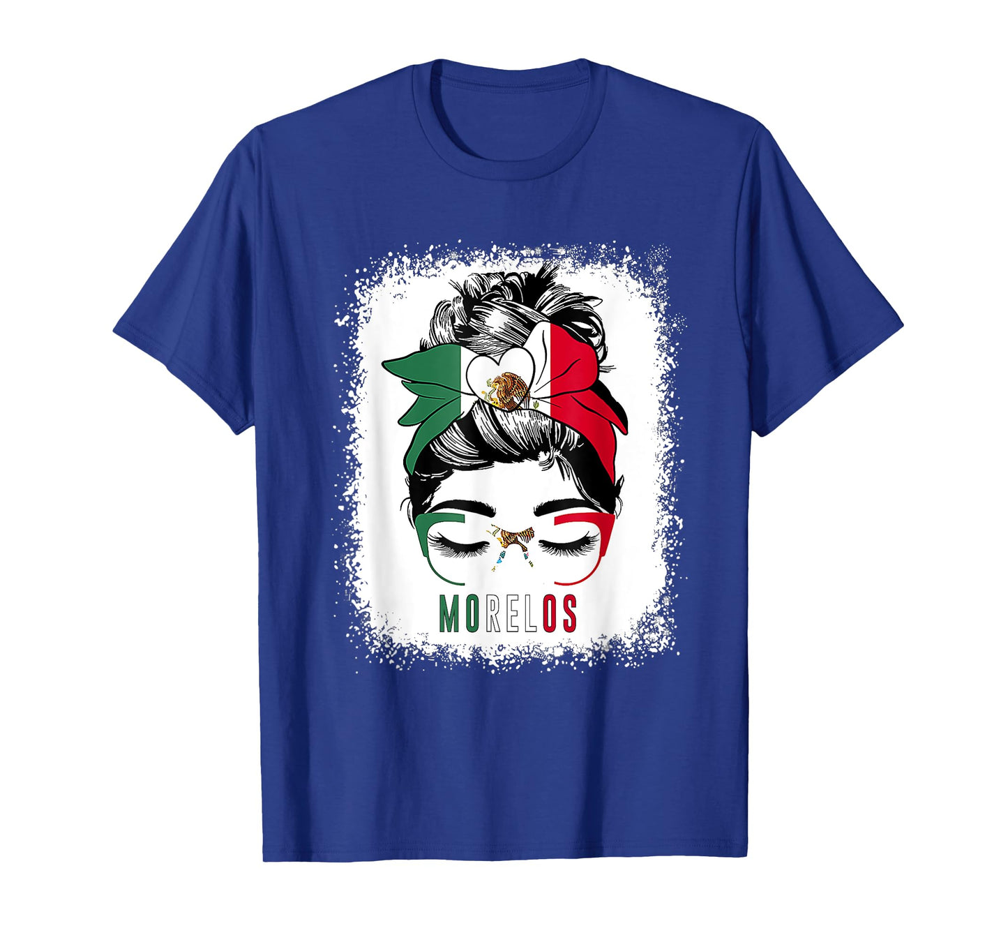 Morelos Girl Messy Bun Bandana And Glasses Mexico Mexican T-Shirt