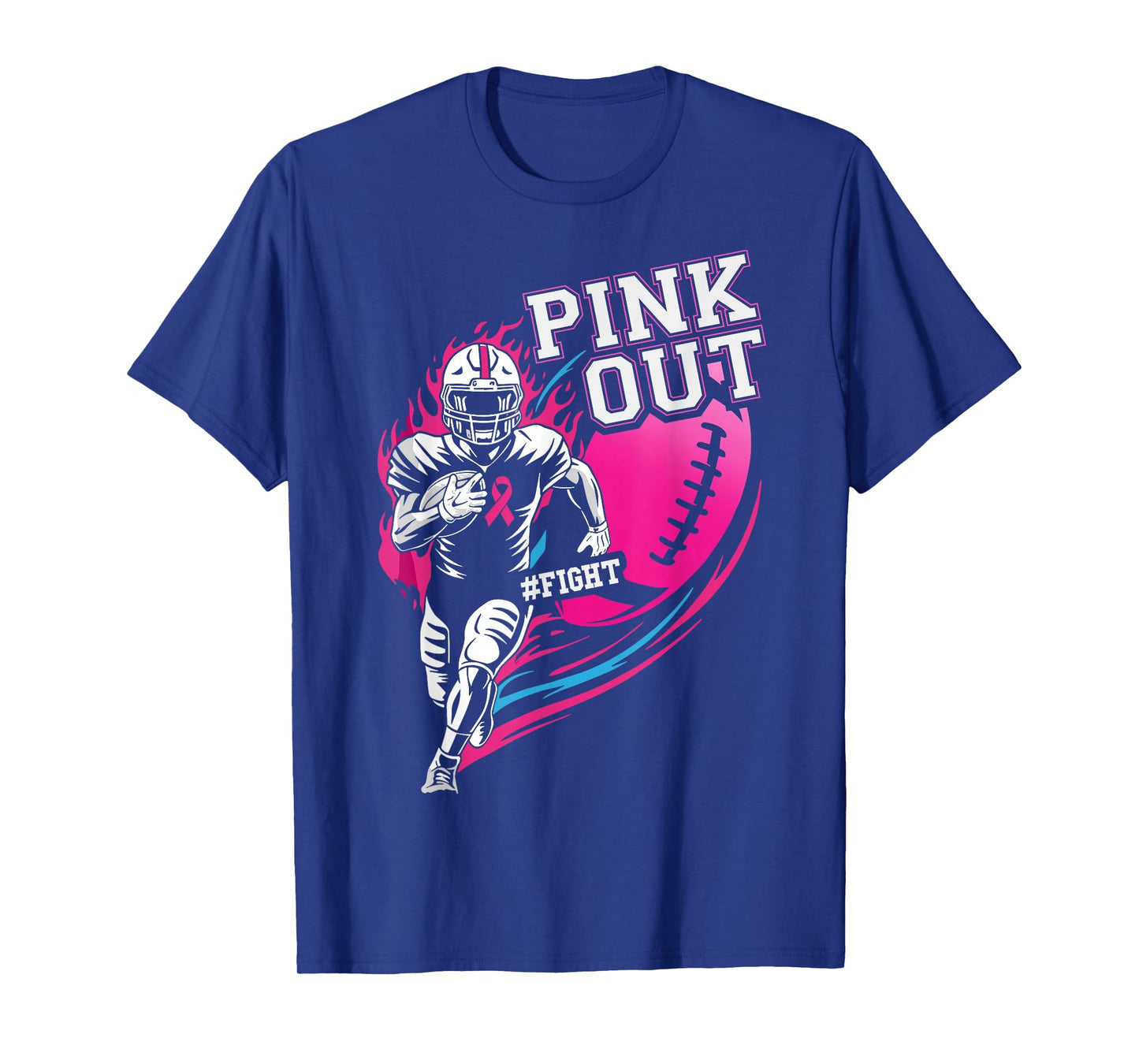 Pink Out Football Breast Cancer Awareness Womens Boys Girls T-Shirt