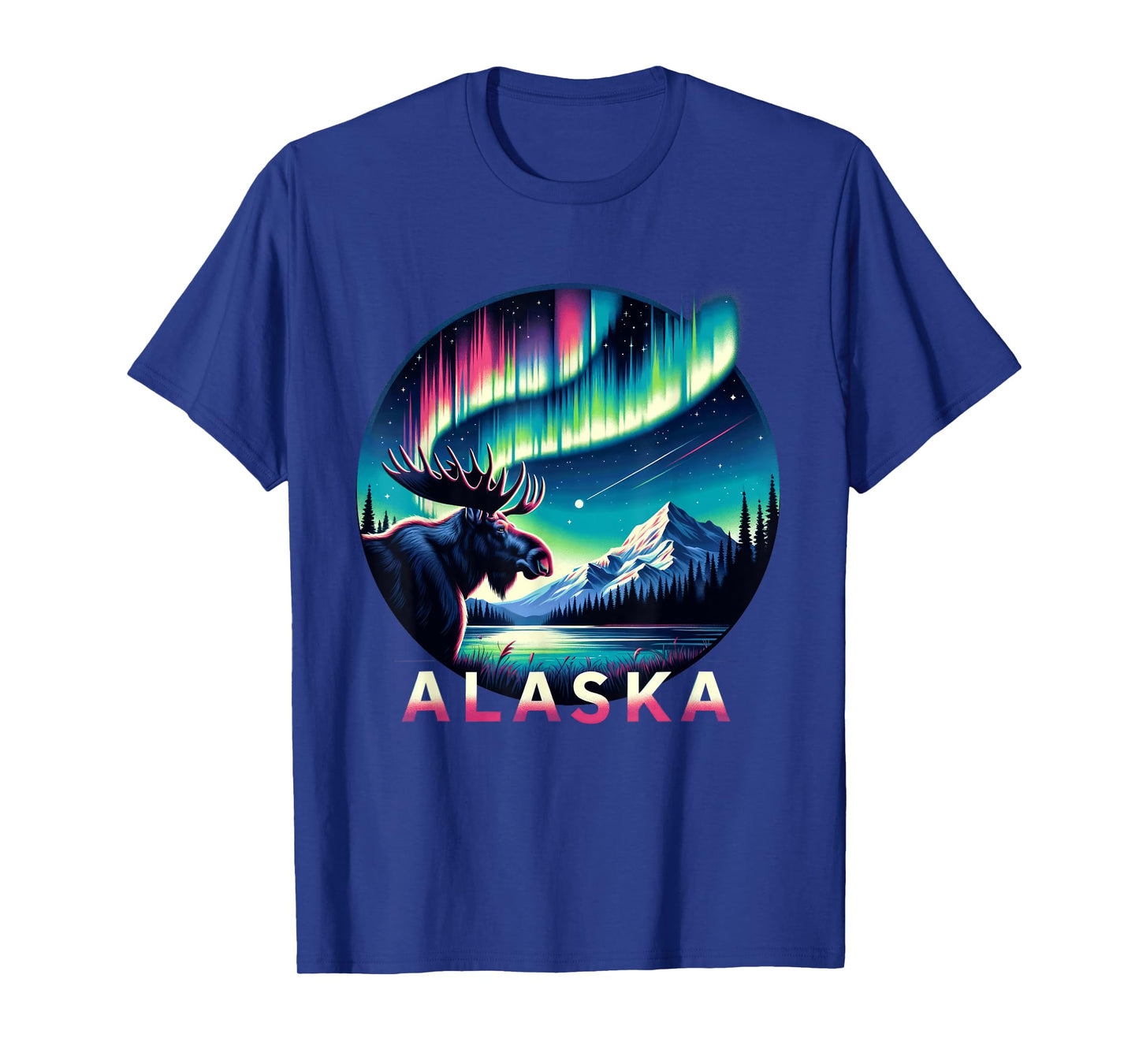 Alaska Northern Lights Aurora Viewing Alaska Vacation Moose T-Shirt