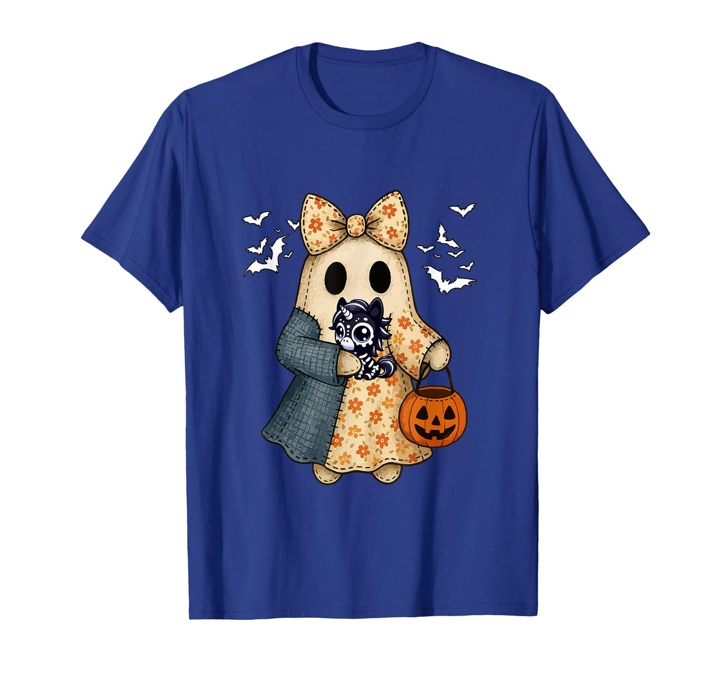 Boo Bow Tie Hugging Unicorn Cosplay Skeleton Halloween T-Shirt