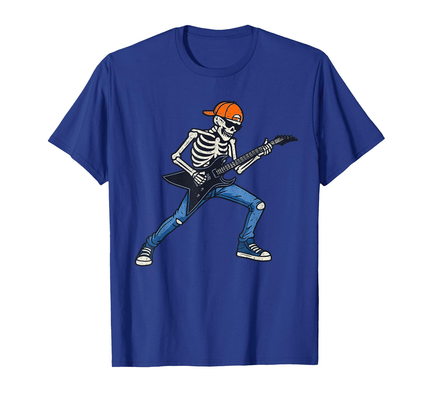 Vintage Halloween Skeleton Guitar Rock Funny Spooky Costume T-Shirt