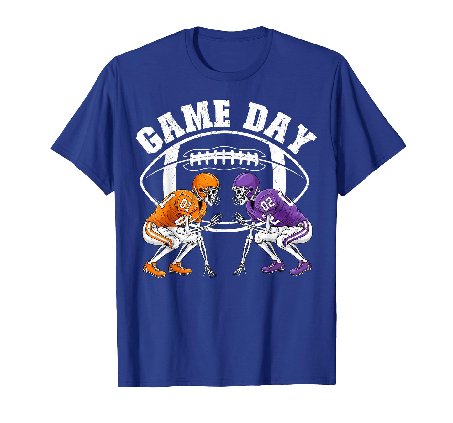 Game Day Football Skeleton Line Backer Halloween Sports Fan T-Shirt