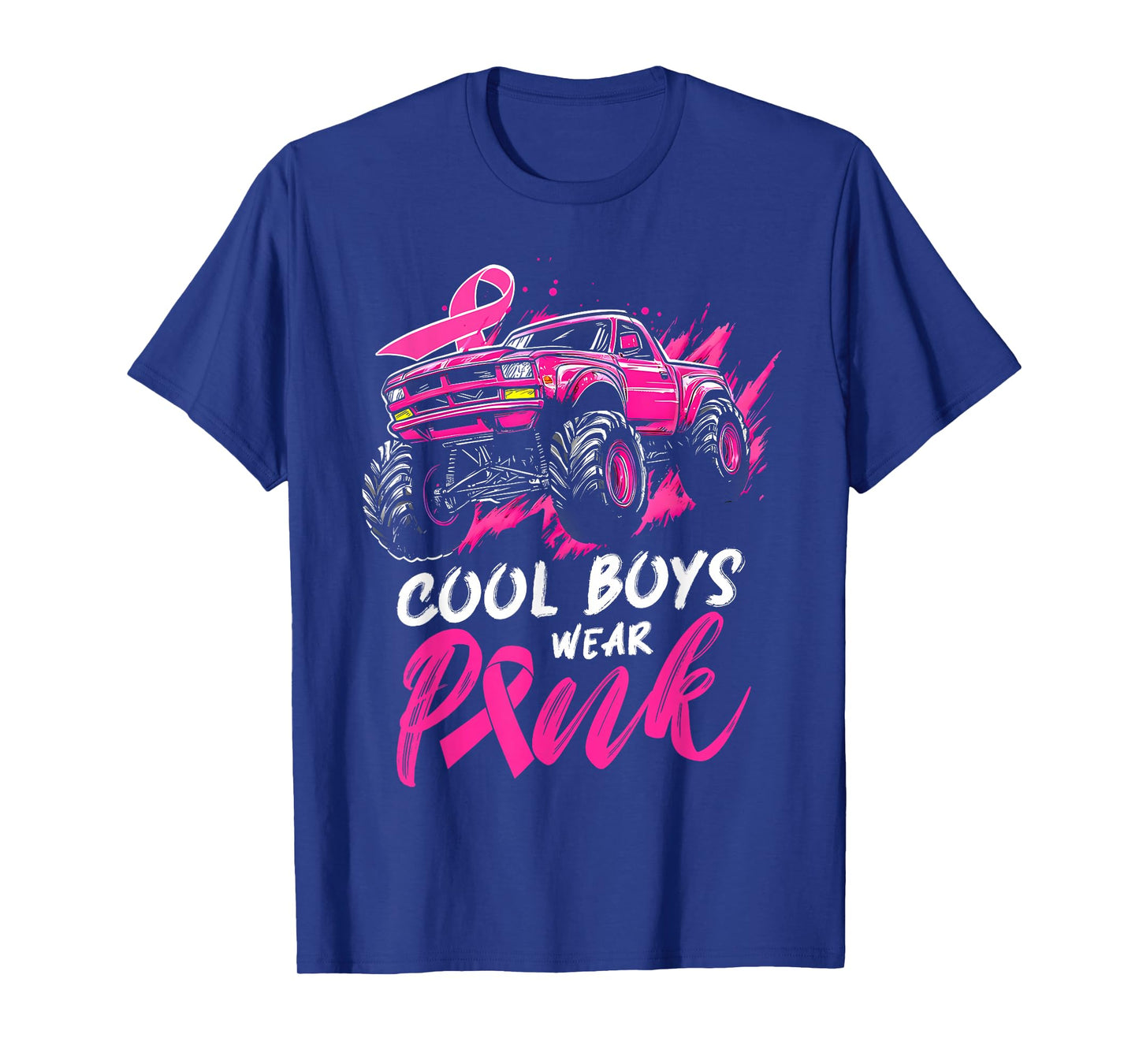 Monster Truck Breast Cancer Awareness Cool Boys Wear Pink T-Shirt