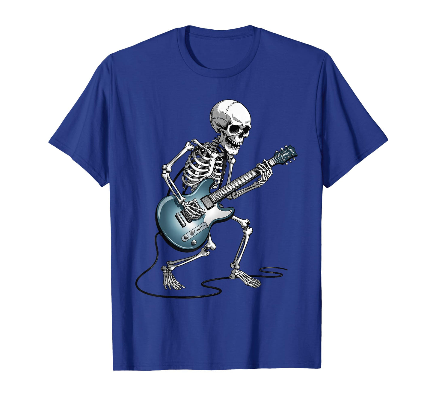 Skeleton Playing Guitar Kids Halloween Rock and Roll Costume T-Shirt