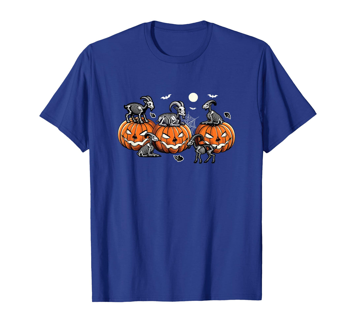 Group Skeleton Goats On Carved Pumpkins Halloween Farmer T-Shirt