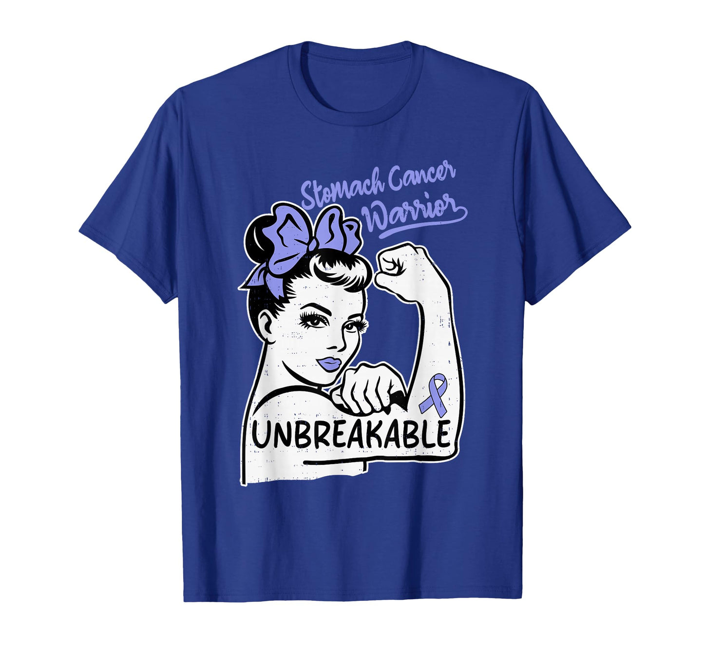 Womens Stomach Cancer Awareness Warrior Ribbon Periwinkle T-Shirt