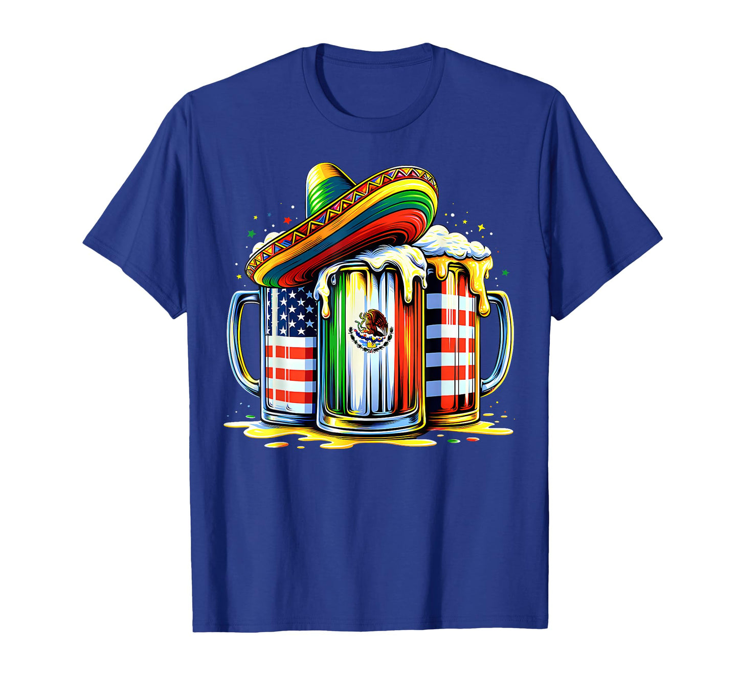Beer Mexican USA Flag Cinco de Mayo Drinking Mexican Party T-Shirt