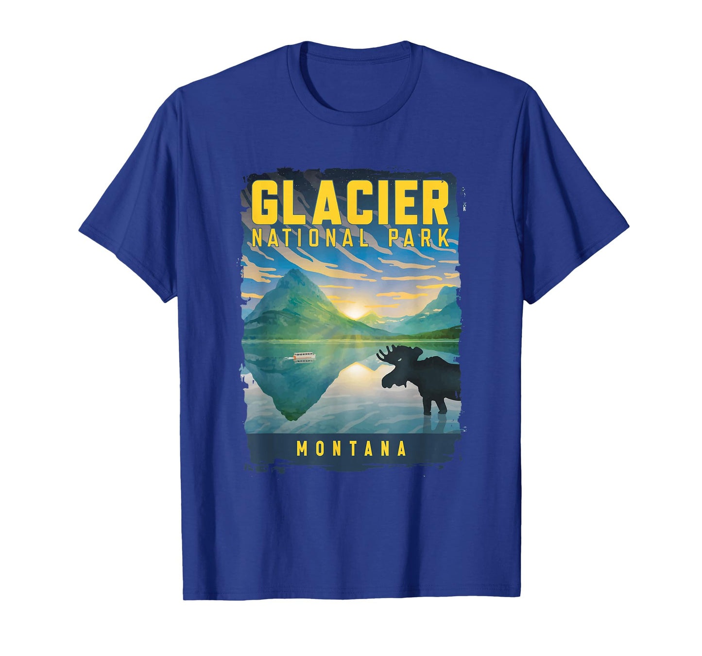 Glacier National Park Montana Moose On A Lake Landscape T-Shirt