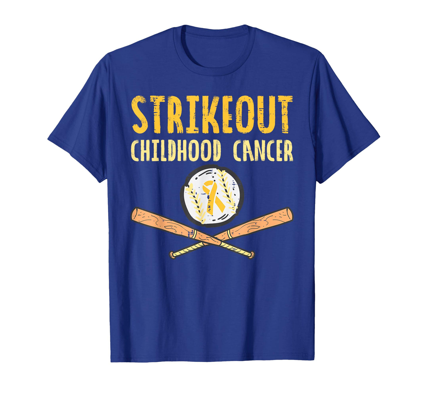 Baseball Strikeout Childhood Cancer Awareness Ribbon Support T-Shirt