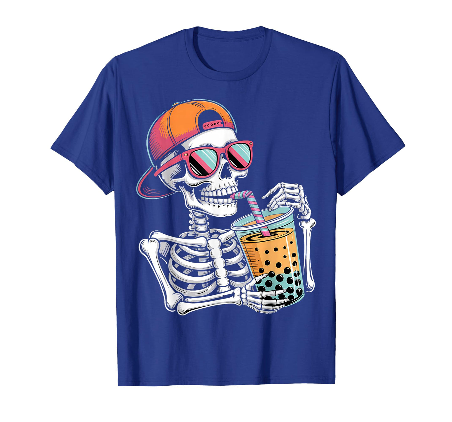 Funny Halloween Skeleton Boba Tea Costume T-Shirt