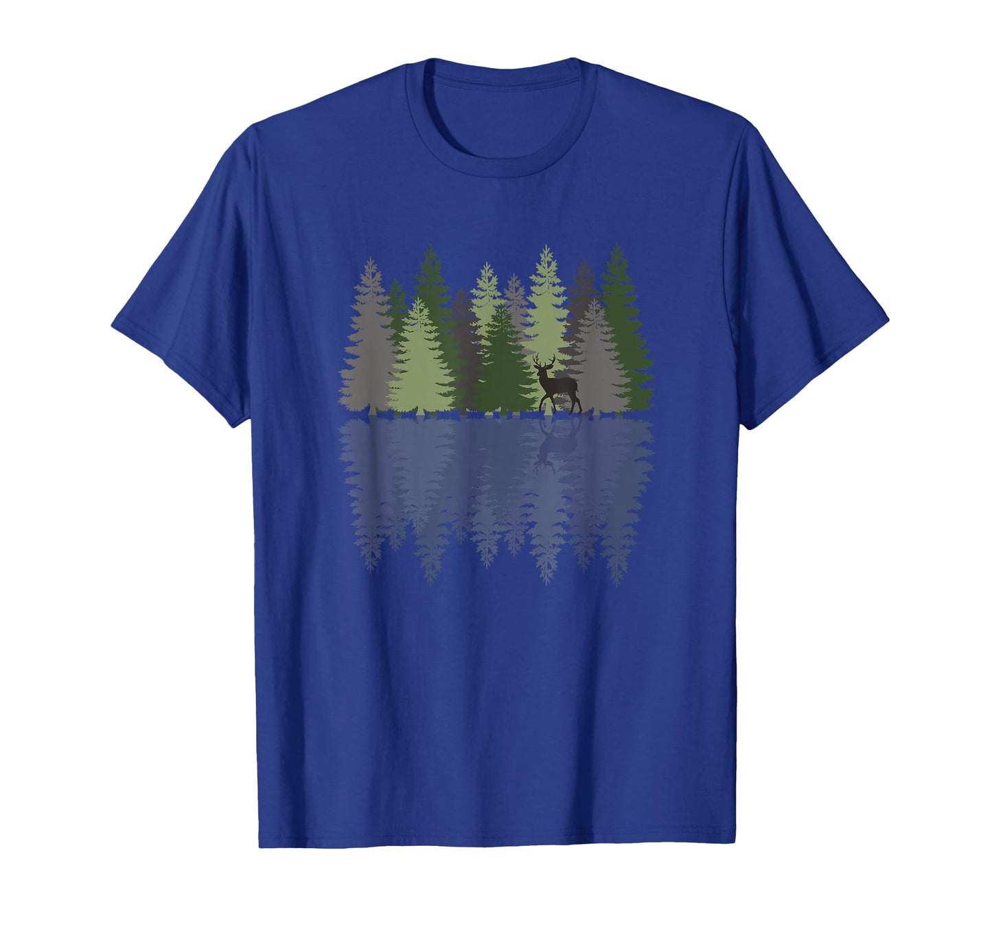 Forest Reflection Nature Trees Woods Deer Outdoor Camper T-Shirt