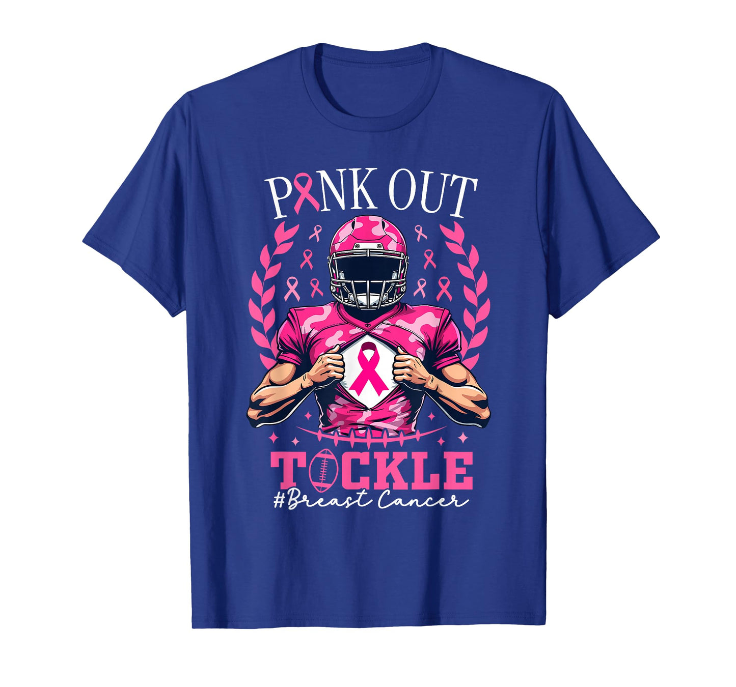 Pink Out Tackle American Football Breast Cancer Awareness T-Shirt