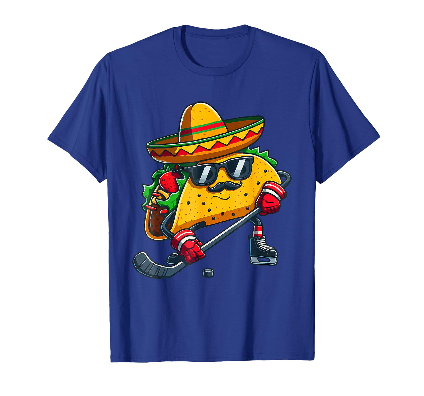 Funny Cinco De Mayo Taco Ice Hockey Player Men Women T-Shirt