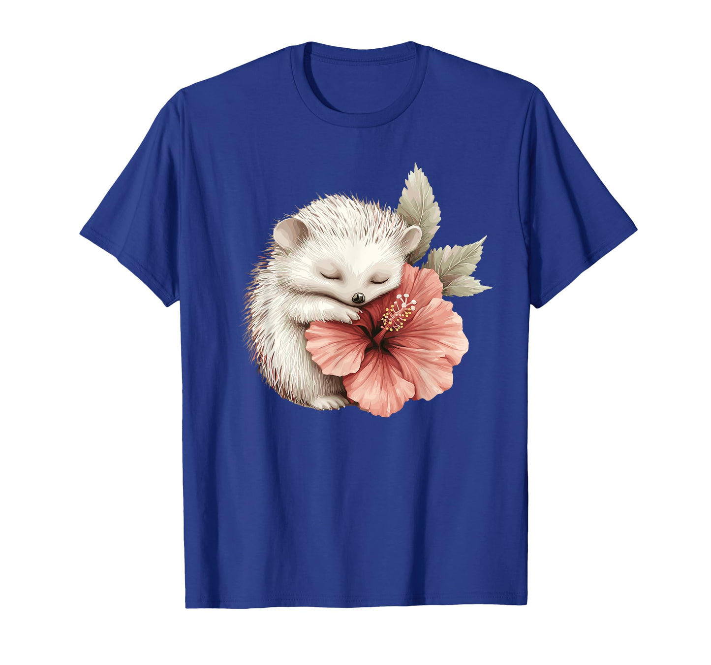 Cute Hedgehog Sleeping Hugging Flower T-Shirt