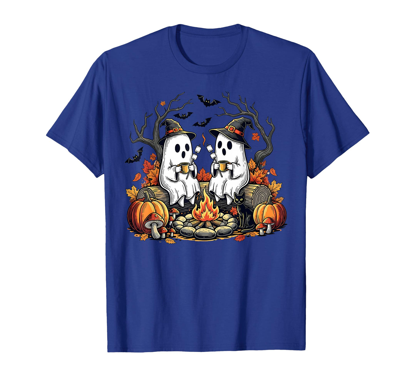 Vintage Ghost Campfire Cozy Camping Gothic Autumn Halloween T-Shirt