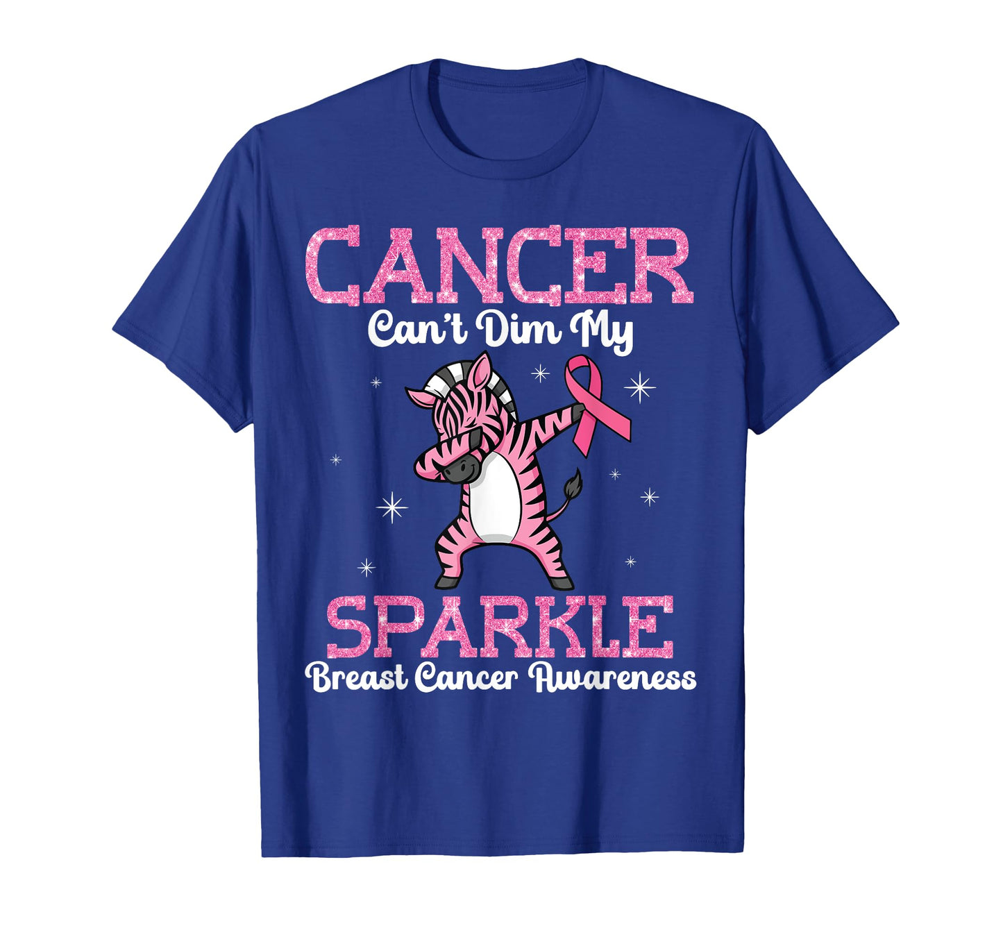 Zebra Dabbing Cancer Canβt Dim Me Breast Cancer Awareness T-Shirt