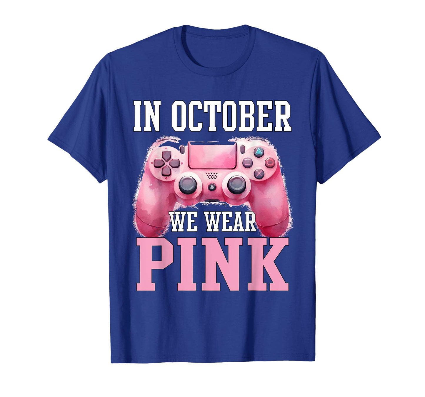 In October We Wear Pink Breast Cancer Gaming Kids Boys Youth T-Shirt
