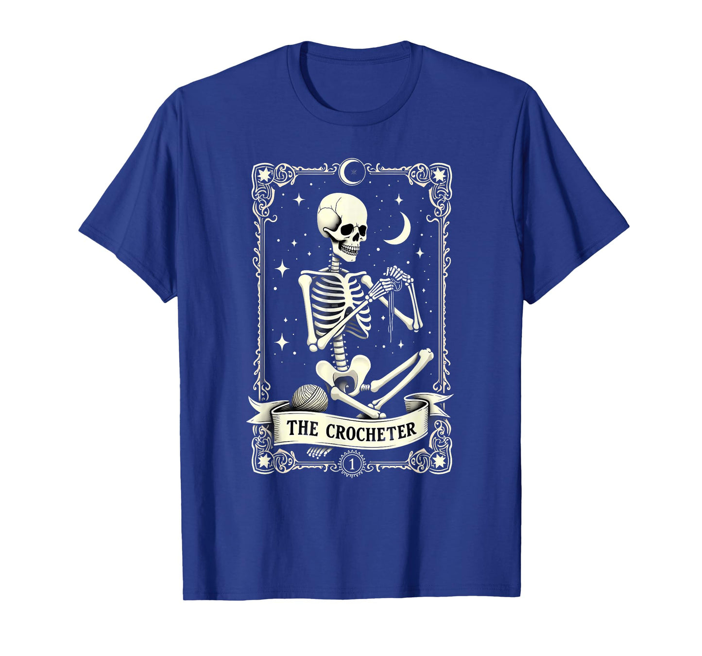 Gothic Tarot Card Crocheter Skeleton Halloween Quilter T-Shirt