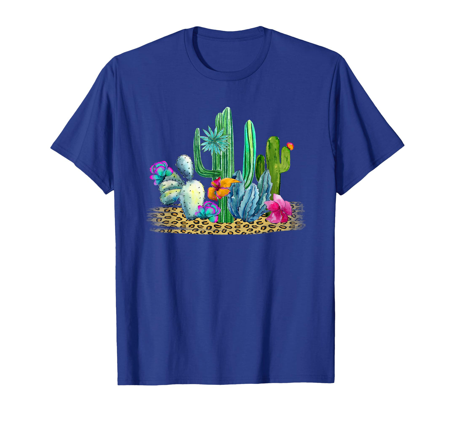 Desert Cactus Leopard Print Watercolor Boho Wanderlust T-Shirt