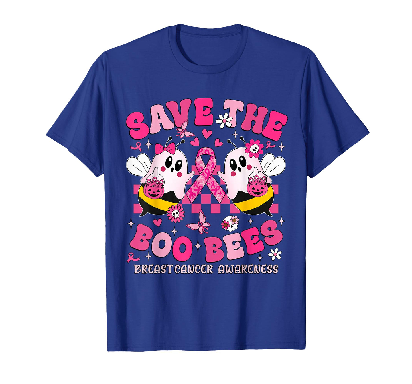 Save The Boo Ghost Bees Breast Cancer Awareness Women Girls T-Shirt