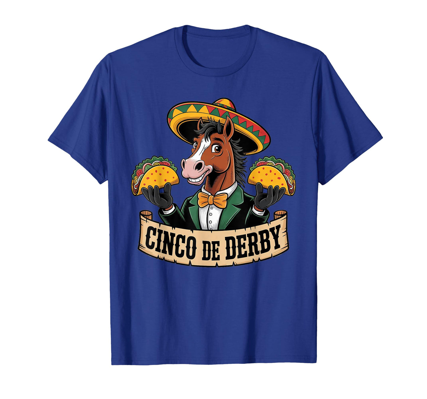 Funny Taco Vintage Horse Racing Cinco De Derby Boys Kids T-Shirt