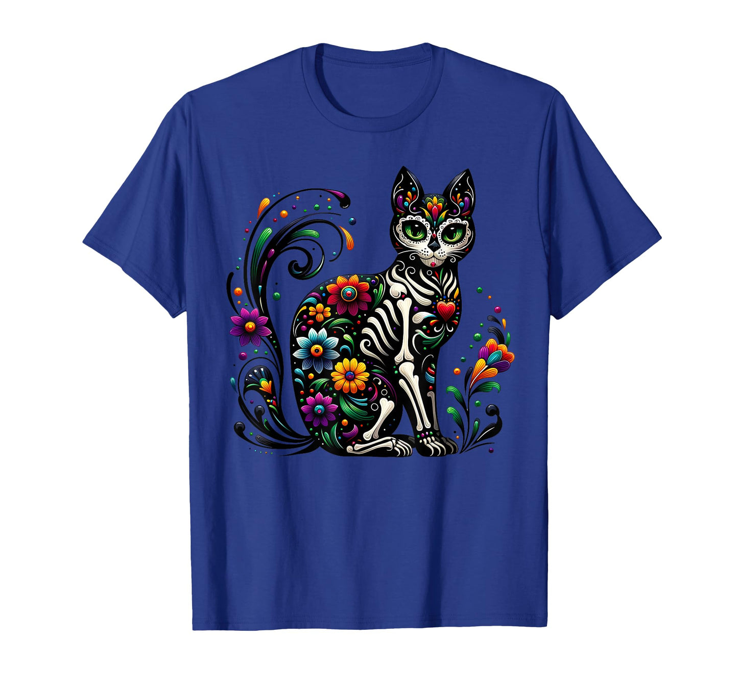 Dia De Los Muertos Cinco De Mayo Cat Sugar Skull Men Women T-Shirt