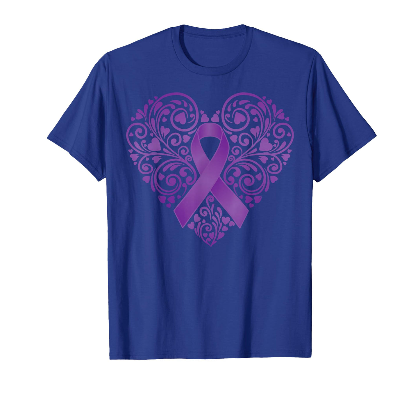 Heart Pancreatic Cancer Month Awareness Purple Ribbon T-Shirt