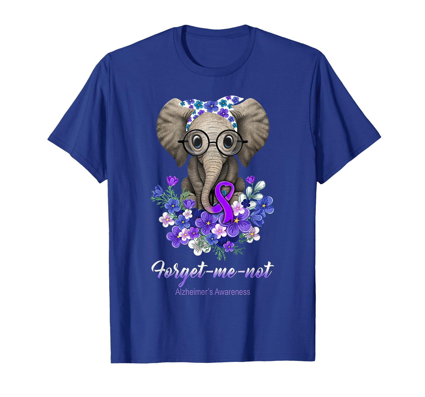 Forget me not Alzheimer's Awareness Elephant Flower T-Shirt