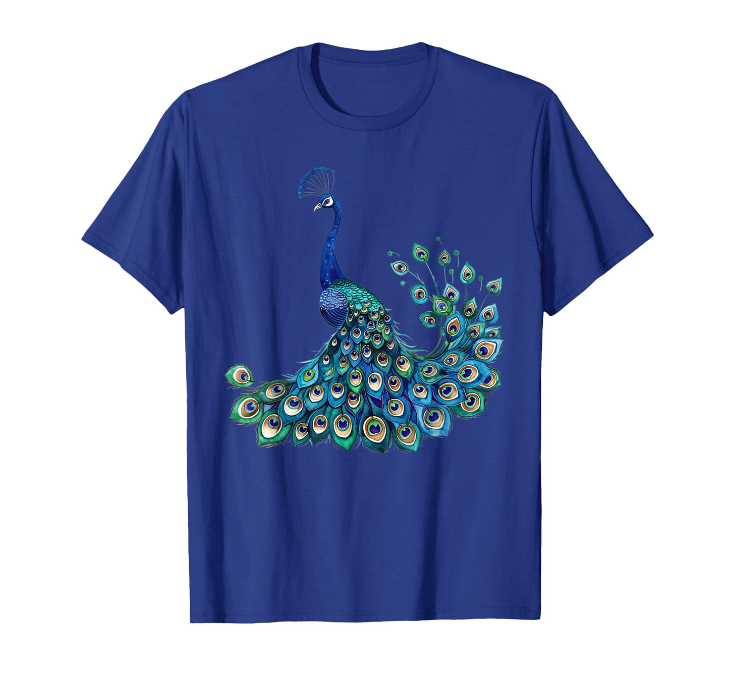 Blue Peacock Print Teal Feathers Bird Lover Men Women Kids T-Shirt