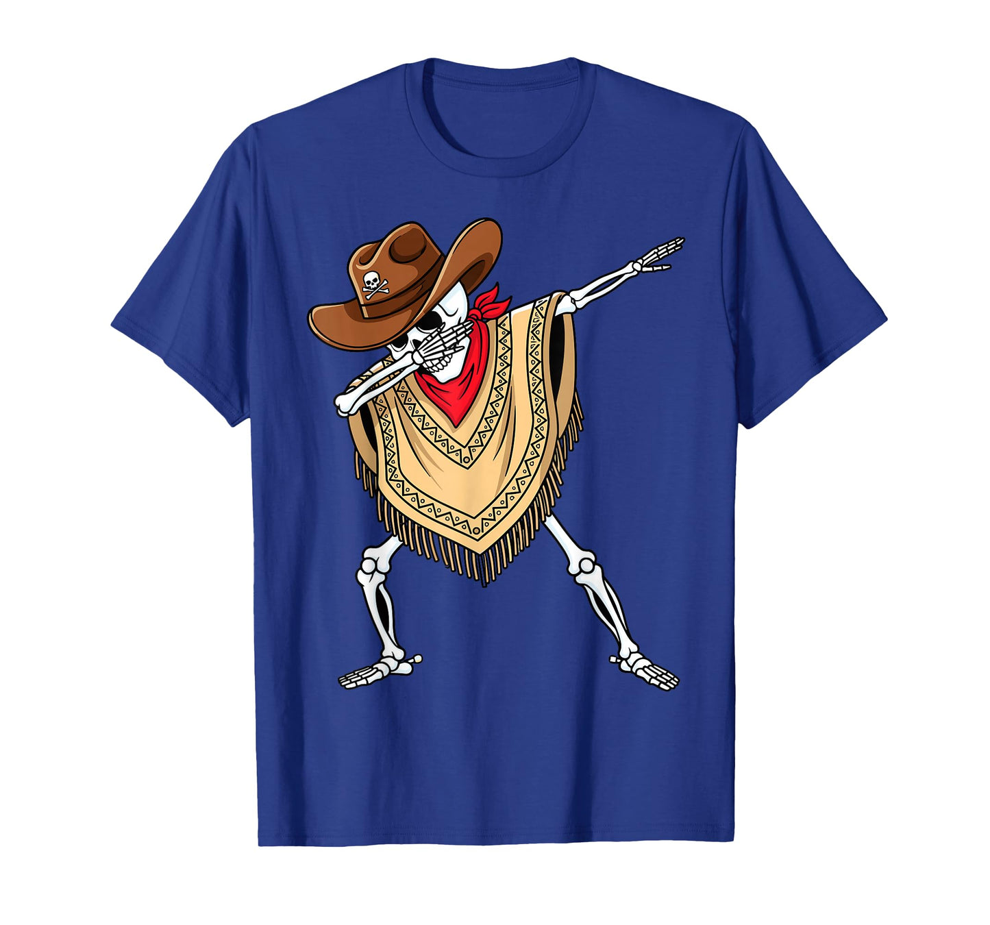 Dabbing Skeleton Cowboy Poncho Western T-Shirt