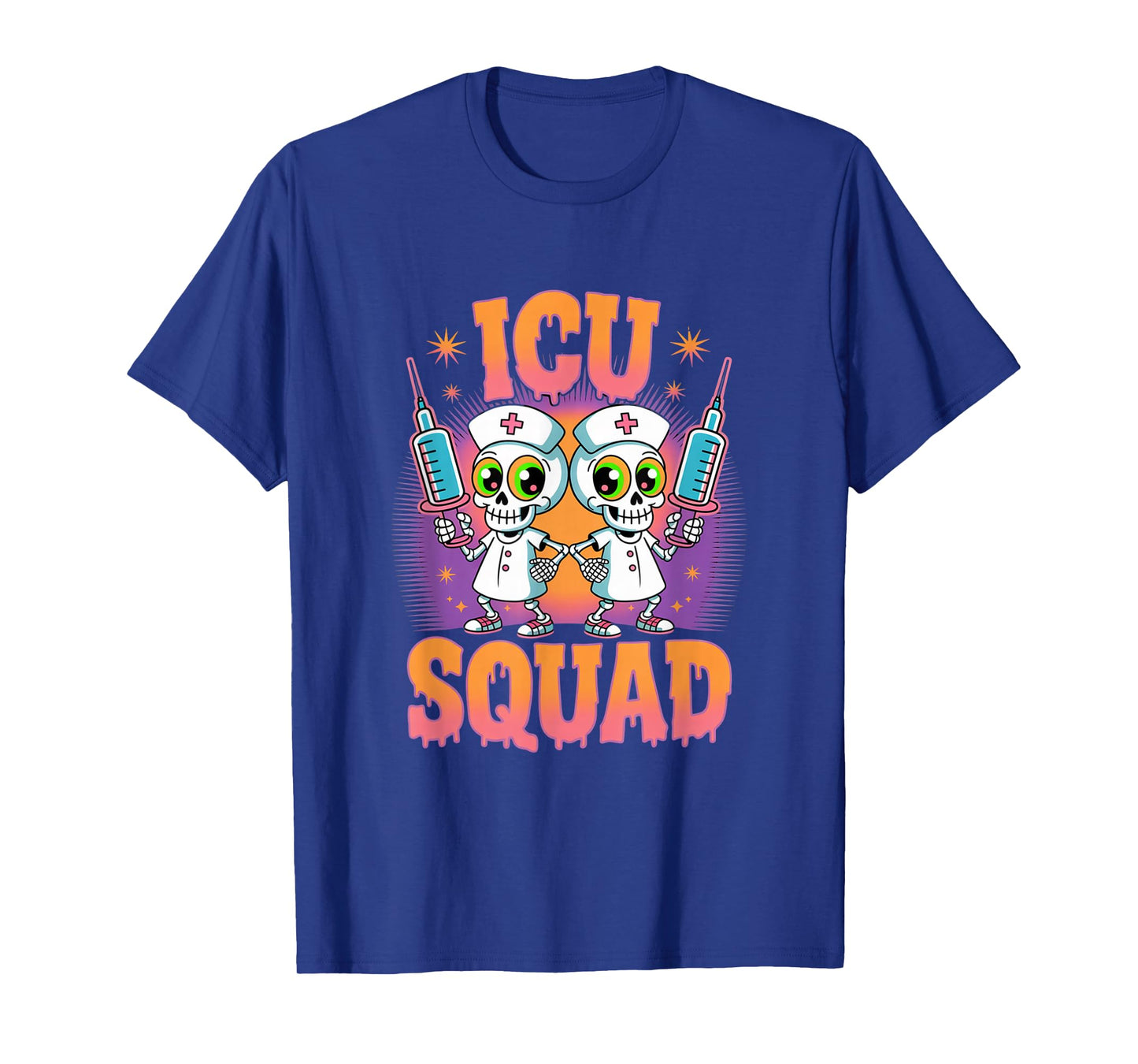 ICU Squad Skeleton Nurse Funny Halloween Costume T-Shirt