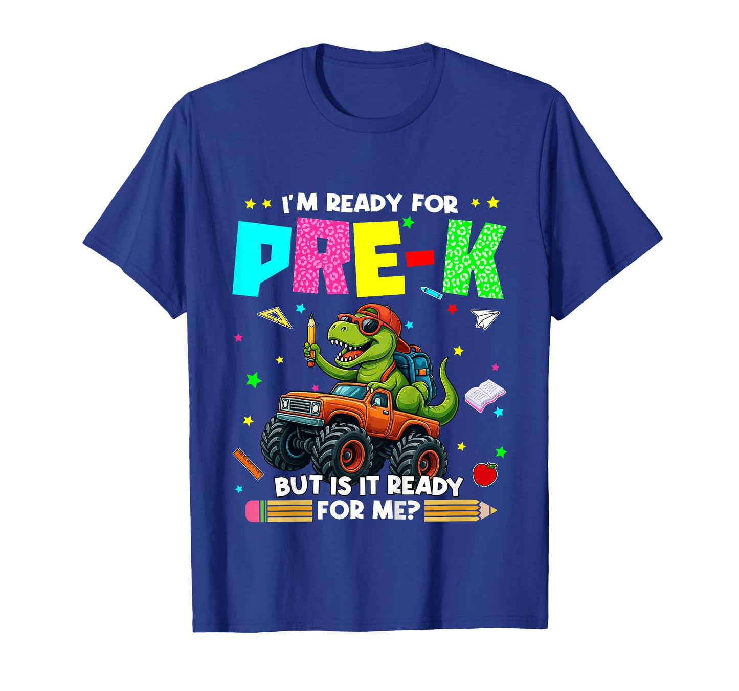Kids Ready For Pre K Pre-K Dinosaur Truck 1st Day Of School Boys T-Shirt