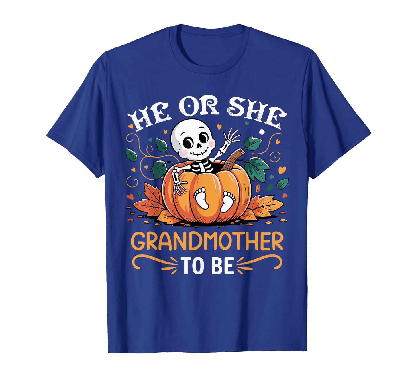 He Or She Grandmother to Be Halloween Skeleton Baby Reveal T-Shirt