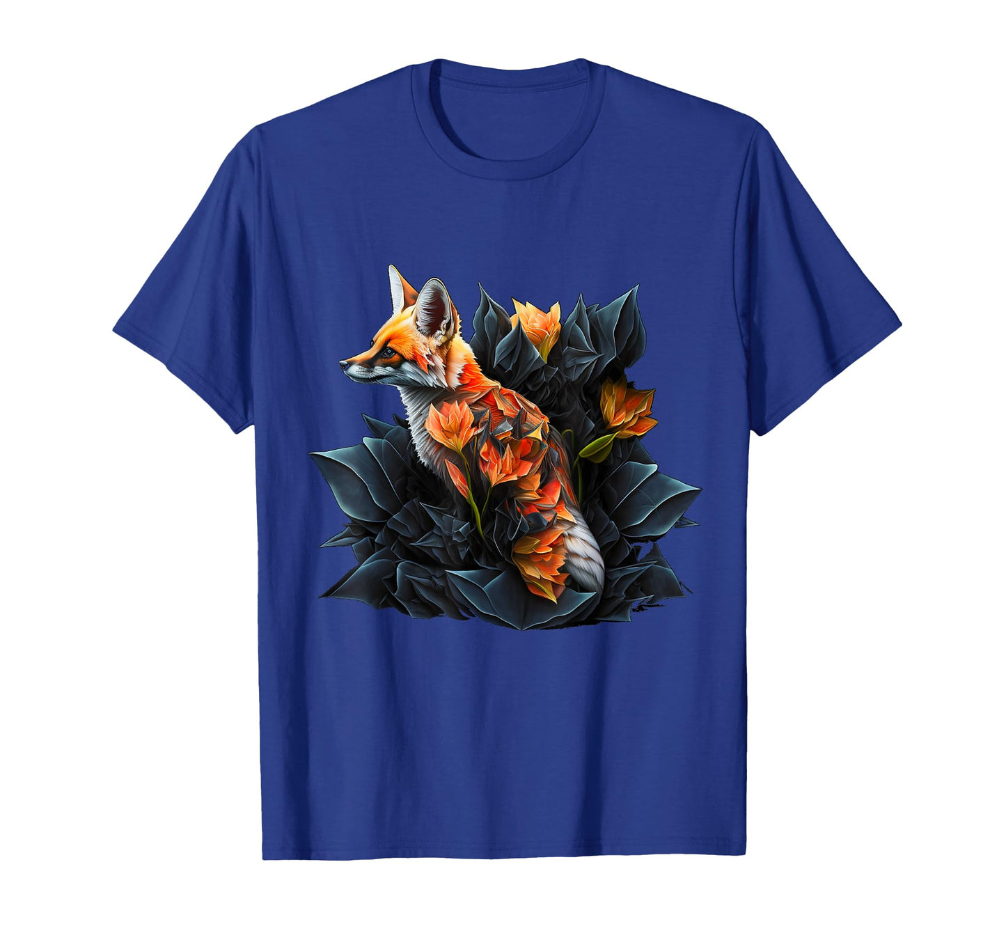 Fox art animal lovers motif animal flowers T-Shirt