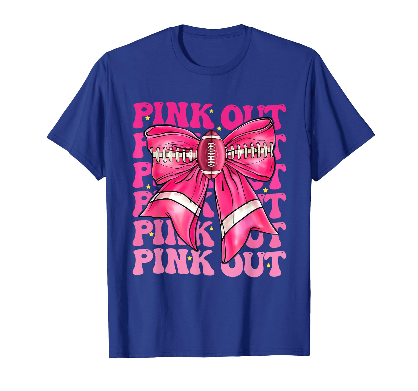 Pink Out Breast Cancer Football Coquette Bow Mom Girls Women T-Shirt