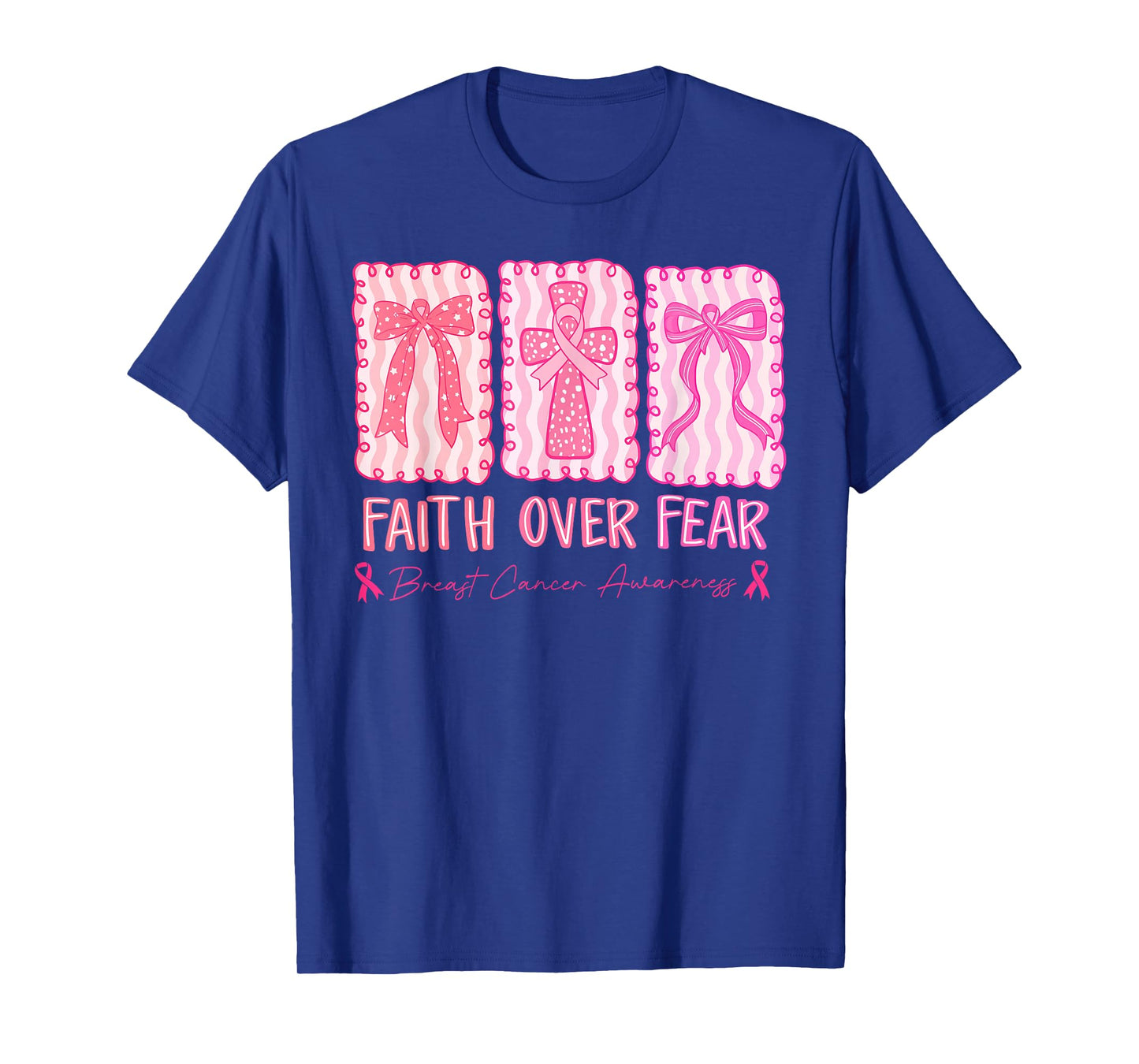 Faith Over Fear Jesus Christian Pink Breast Cancer Awareness T-Shirt