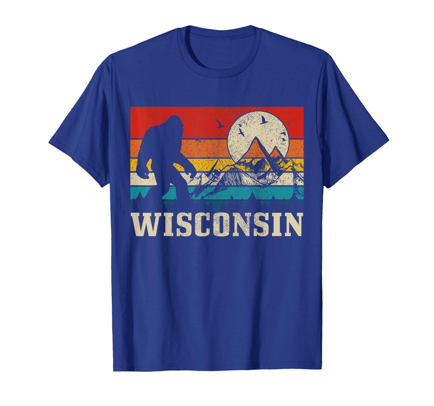 Wisconsin Bigfoot Vintage Mountains Hiking Hunter Gift T-Shirt