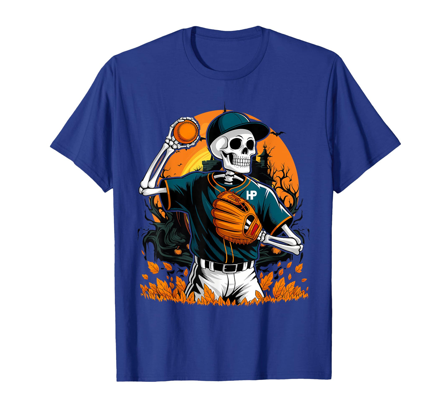 Skeleton Baseball Player Halloween Costume Sport Men Boys T-Shirt