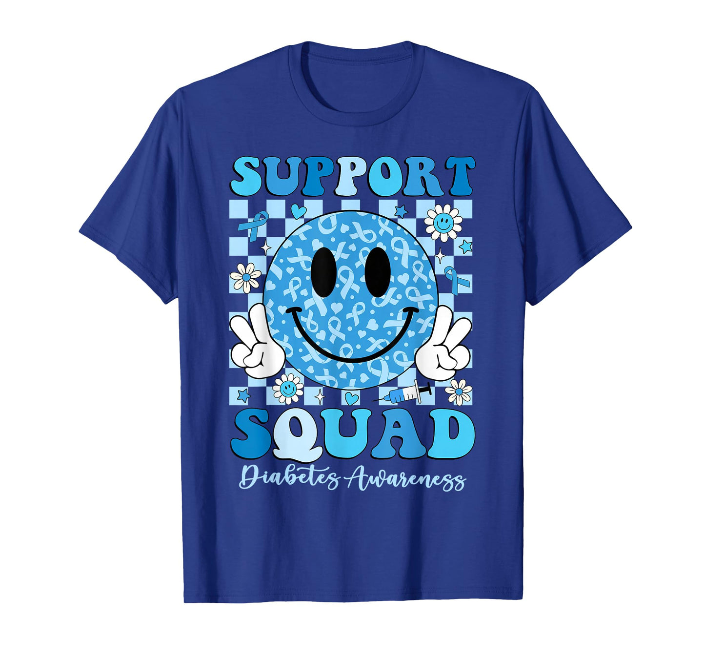 Support Squad Diabetes Awareness Shirt Blue Smile T1D Type 1 T-Shirt
