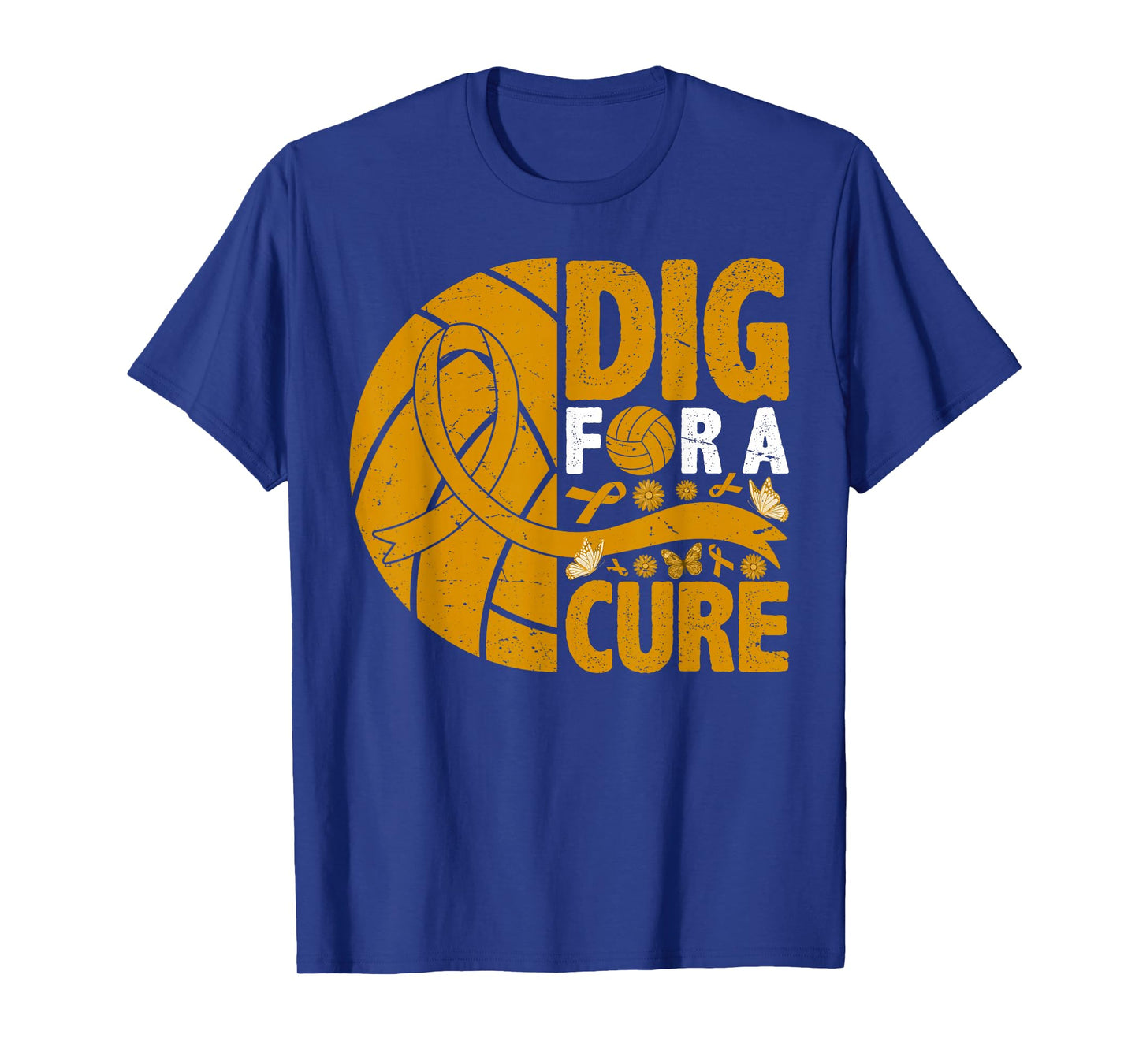 Dig For A Cure Childhood Cancer Awareness Ribbon Volleyball T-Shirt